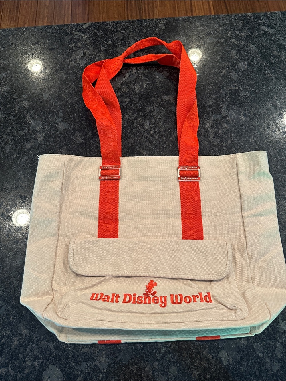 Walt Disney World Canvas Khaki Embroidered Tote